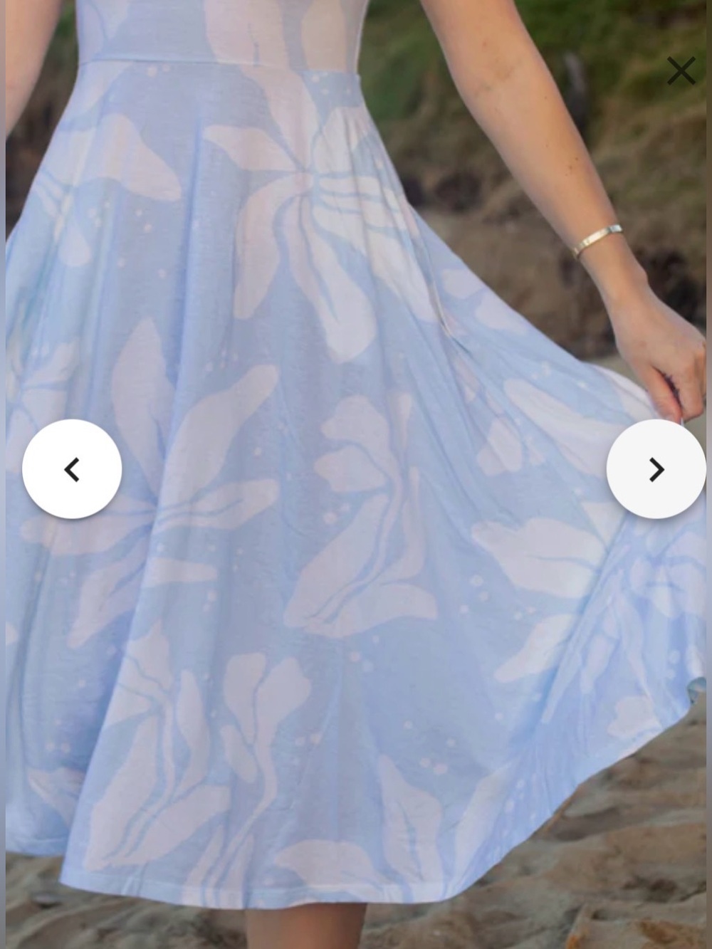 Happy Earth NWT Lily midi dress light blue/white floral print organic cotton -L - Picture 4 of 15
